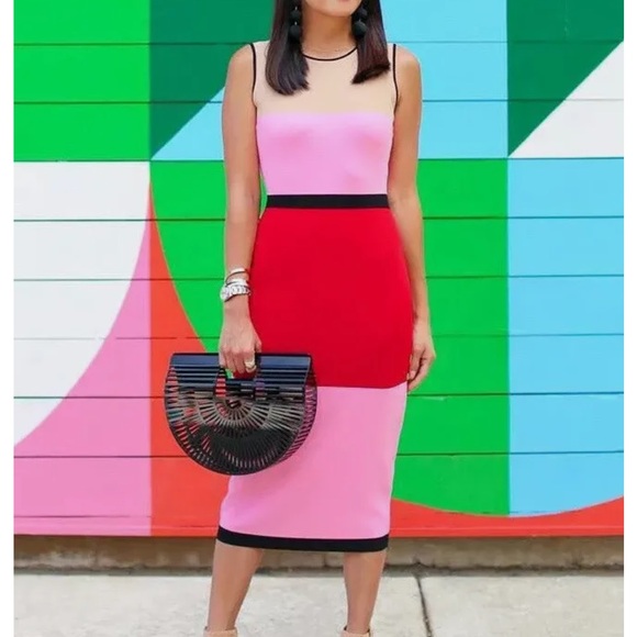 LIKE NEW DVF Colorblock Knit Midi Dress - Picture 3 of 9